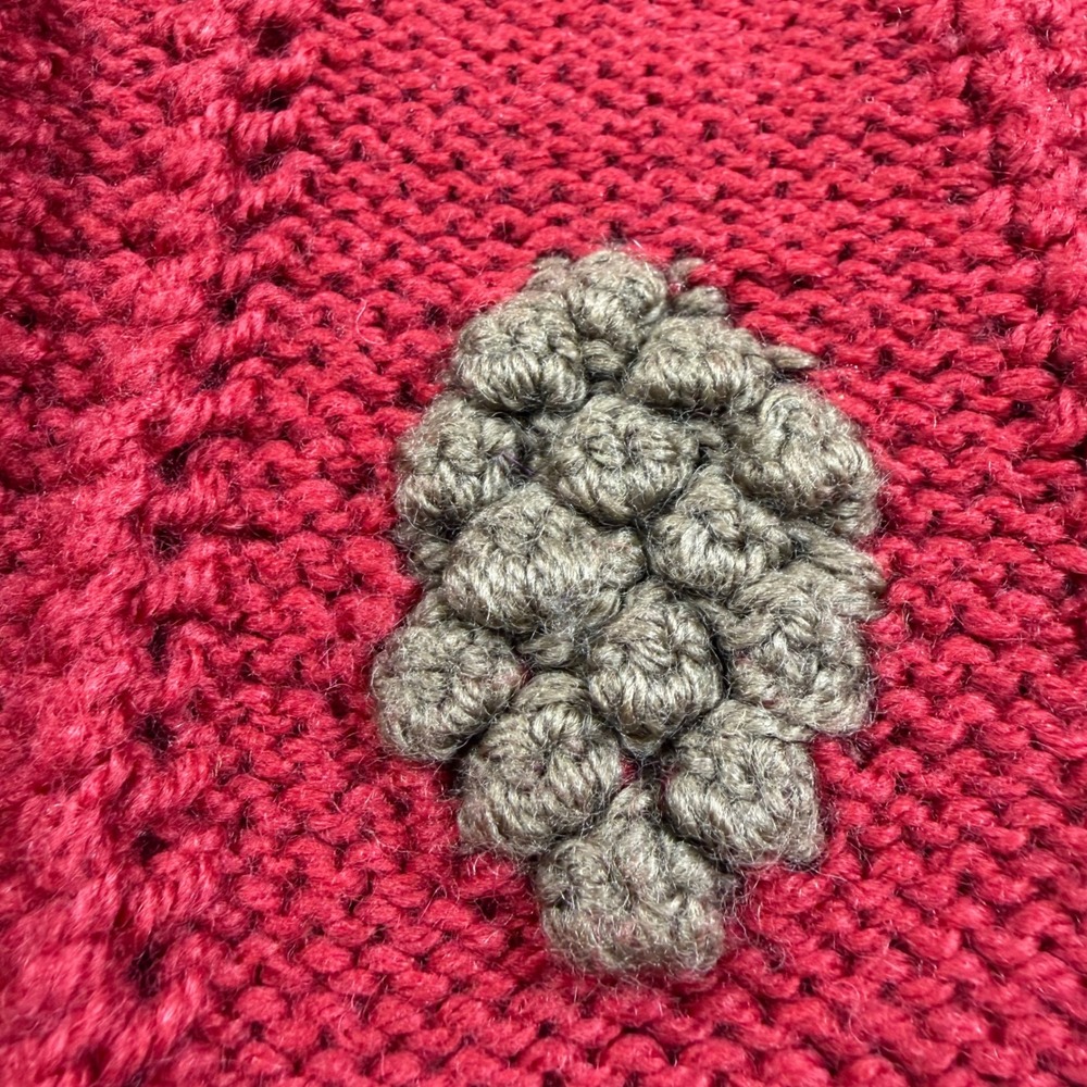 Vintage Foxcroft Red Hand Knit 100% Wool Vest With Pinecone Appliques Size S - Picture 7 of 9
